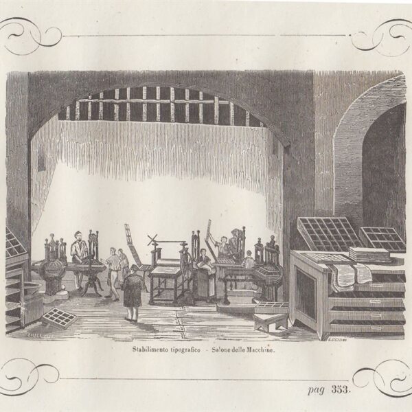 Napoli, Stabilimento Tipografico, Salone delle Macchine, 1855