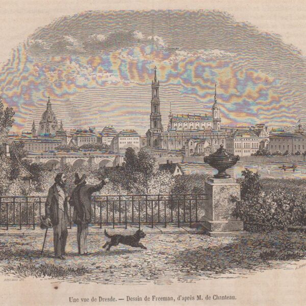 Une vue de Dresde. Dresda Xilografia 1854