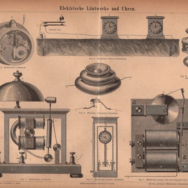 Antichi strumenti elettrici, altoparlanti e orologi, lautwerke und uhren