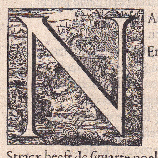 Capolettera, lettera N, xilografia del 1636
