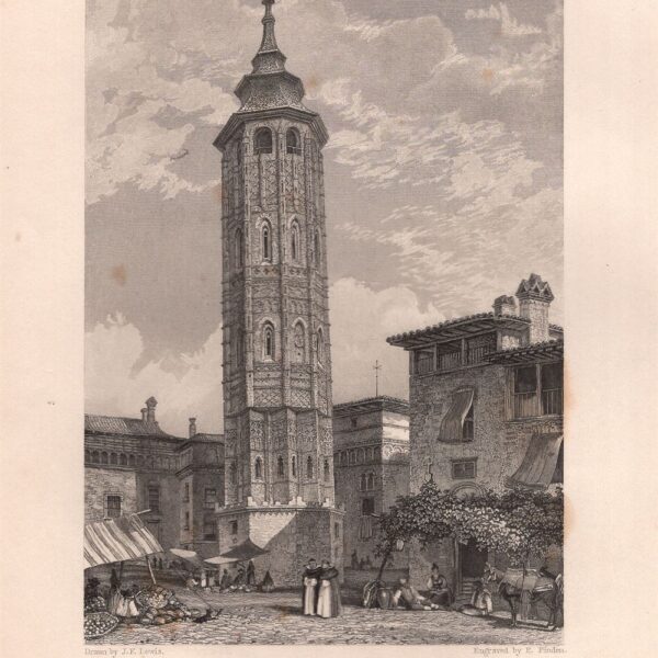 Saragoza, The leaning Tower of Saragoza, Spagna, 1833