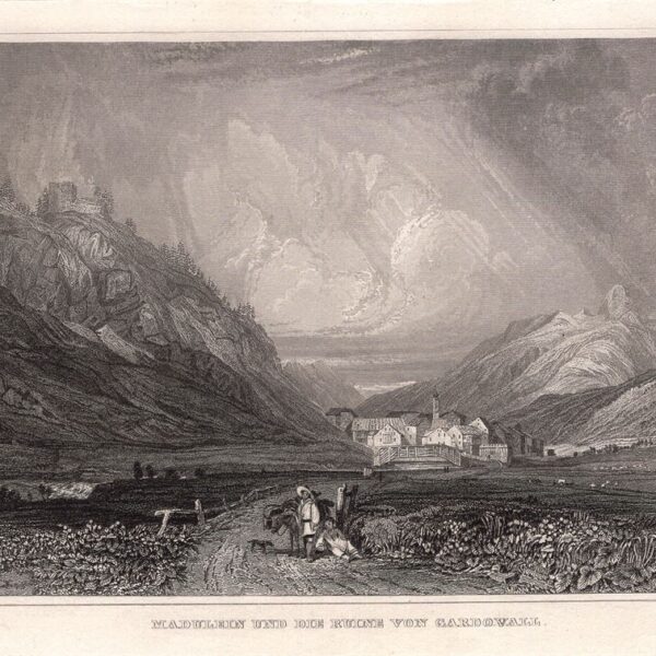 Gardovall, madulein und die ruine von Gardovall, Svizzera, 1850