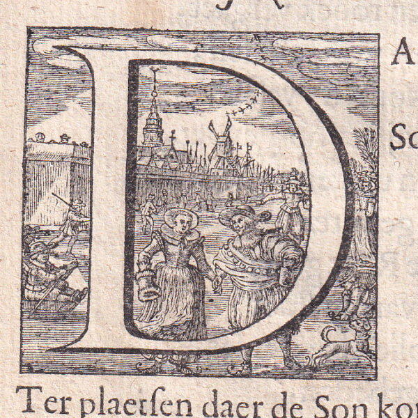 Capolettera, lettera D, xilografia del 1636