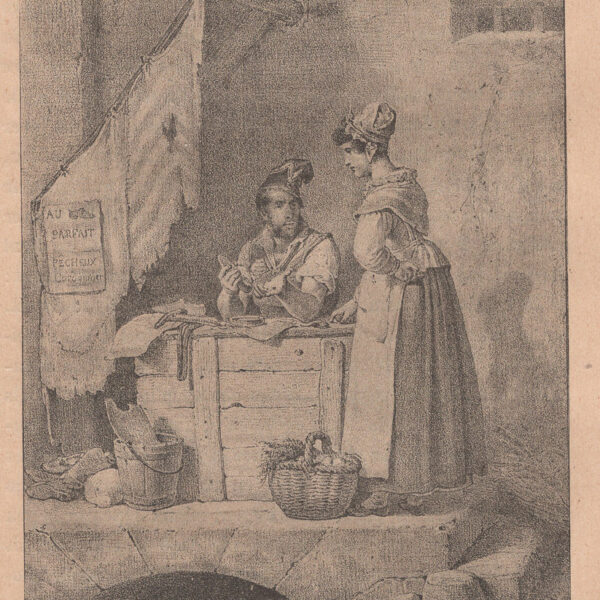 Il ciabattino ambulante, xilografia dell'800