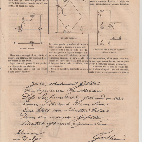1870 Fac-simile di autografo di Goethe