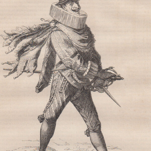 Le Metamore. Capitan Fracassa. Xilografia 1848