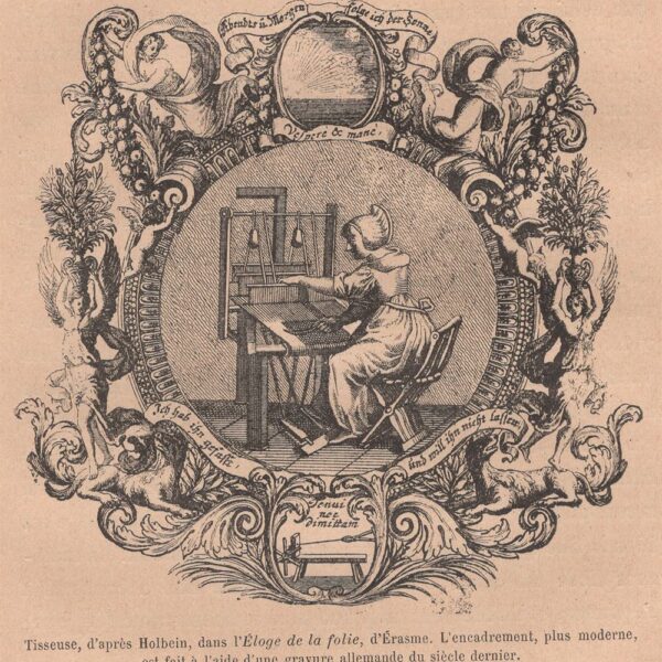 La tessitrice, xilografia dell'800