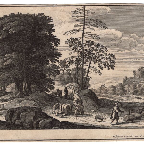 Gabriel Perelle, Paesaggio con contadini che giocano, 1660