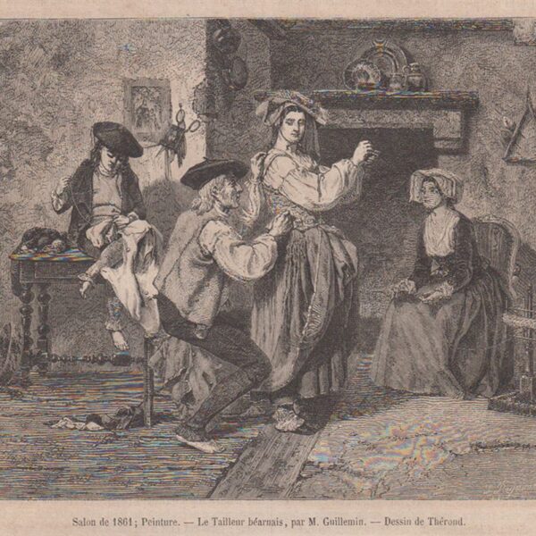 Le Tailleur bearnais. Il sarto Xilografia 1861
