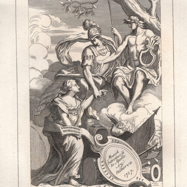 Hogarth William (1697-1764), Musick Introducid to Apollo by Minerva, 1727