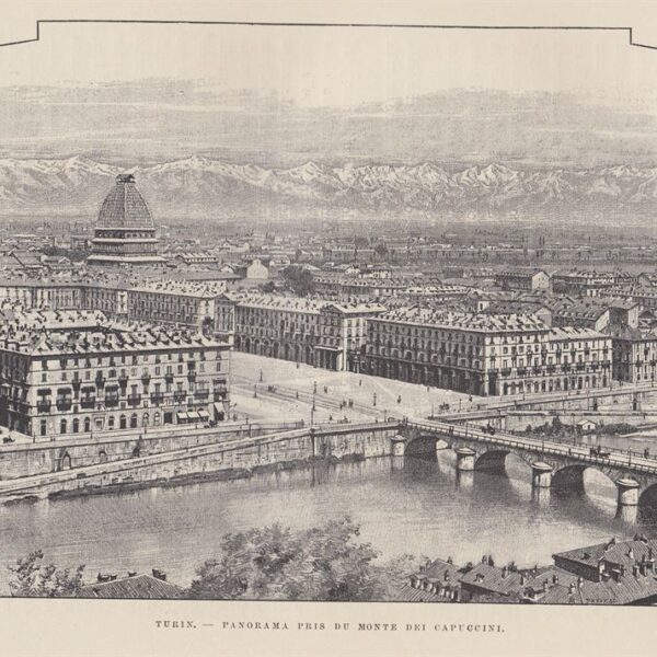 Torino, Panorama dal Monte dei Cappuccini, 1890