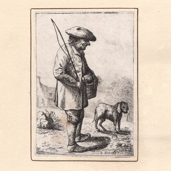 David Deuchar (1743-1808), Il Pescatore con cane da A. Ostade