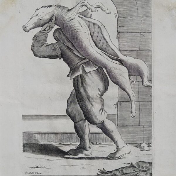 Mitelli Giuseppe Maria, Arti e Mestieri per la via, Macellaio di maiale, 1660