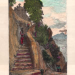 1880 Capri scalinata xilografia acquarellata