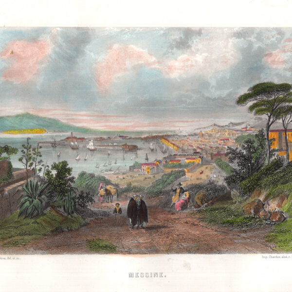 Messina, acquaforte acquarellata,1856