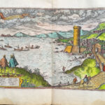 1578, Georg Braun, Frans Hogenberg, mappa di Mola Gaeta acquarellata