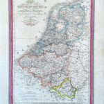 Carta dei Paesi Bassi, Olanda e Belgio 1824 par L. Vivien litografia acquarellata