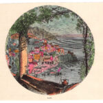 1884 Amalfi xilografia acquarellata formato tondo