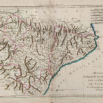 Mappa dei Regni di Aragona e Navarra con Catalogna. Spagna. 1787