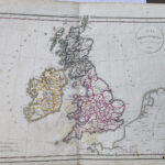Félix Delamarche mappa dell' Inghilterra colorata d'epoca 1826