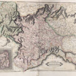 Daniel Lizars, 1828, mappa della Sardegna, Italia Settentrionale, grande formato