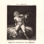 Ercole che soffoca i serpenti da Agostino Carracci, acquaforte del 1840-50