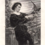 Il Falconiere, A.H.Payne, acquaforte del 1840-50
