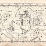 John Flamsteed - Carta celeste o astronomica Costellazione Ercole Zodiaco 1776