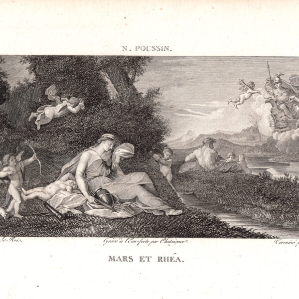 Marte e Rea Silva da N.Poussin, acquaforte del 1840-50