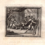 Giove, Licaone, Lupo, Metamorfosi di Ovidio, acquaforte del 1676