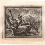 Giove stermina gli uomini con il diluvio, Metamorfosi di Ovidio, acquaforte del 1676