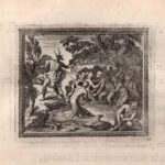 Acteon tramutato in Cervo, Metamorfosi di Ovidio, acquaforte del 1676