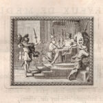 Polidette trasformato in roccia, Metamorfosi di Ovidio, acquaforte del 1676