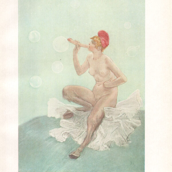 La Faunessa Incisione colorata di Felicien Rops stampa erotica