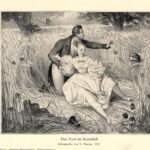 Il nido nel campo di grano  Litografia di N. Maurin stampa erotica