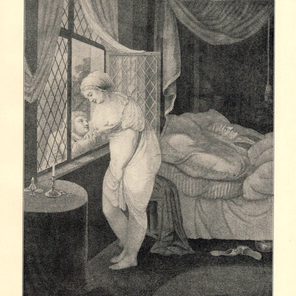 La visita notturna  Incisione su rame inglese di George Morland stampa erotica