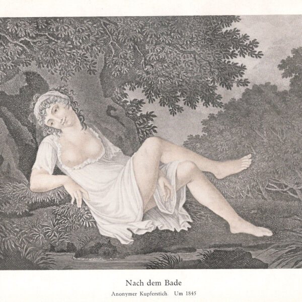 Dopo il bagno  Incisione anonima. Intorno al 1845 stampa erotica
