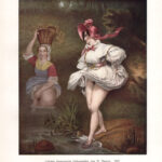 Donne al bagno Litografia francese galante di N. Maurin. 1828 stampa erotica