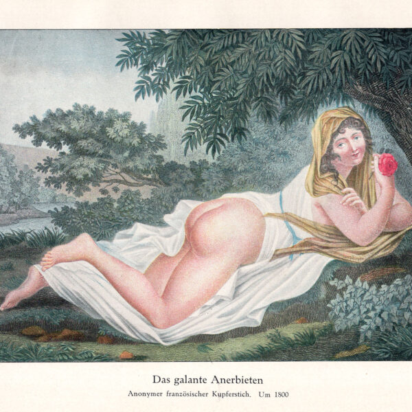 L'offerta galante  Incisione su rame francese anonima. stampa erotica 1800
