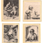 Lotto di 4 acqueforti da Adriaen Van Ostade, epoca fine XVIII secolo