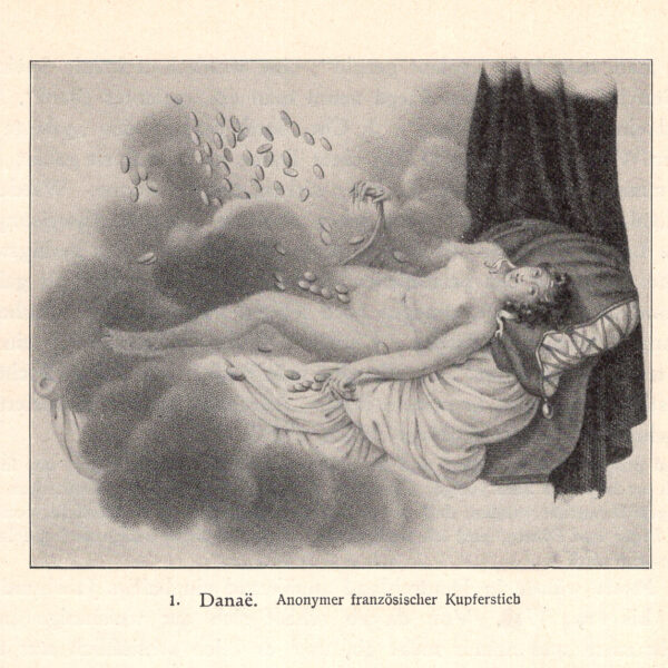 Danae. Incisione francese anonima stampa erotica