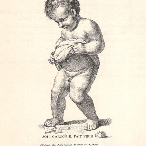 Ragazzo che fa la pipì Incisione francese stampa erotica