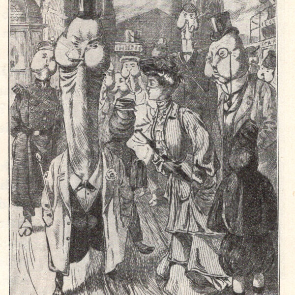 Rappresentazione ironica della lussuria maschile stampa erotica