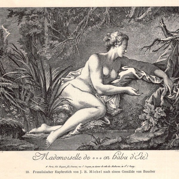 Mademoiselle de... incisione francese di J. B. Michel da un dipinto di Boucher stampa erotica