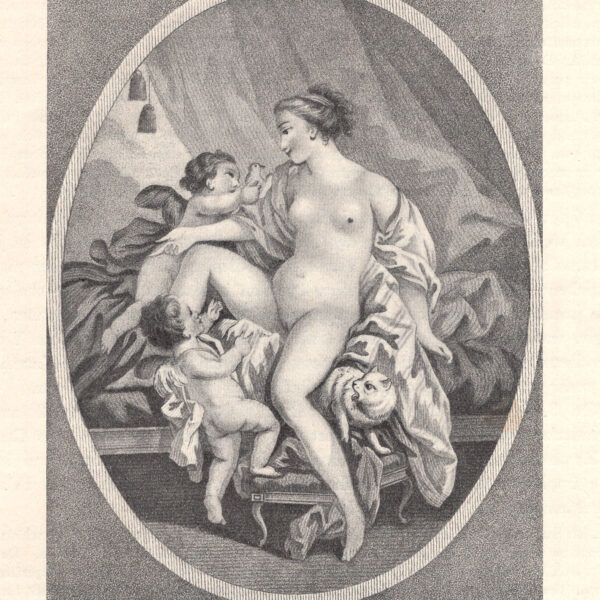 Il Tenero. Galante incisione francese a colori di J. B. Huet stampa erotica