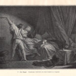 Il chiavistello. Incisione francese da un dipinto di Fragonard stampa erotica
