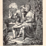 Amore e vino. Incisione francese di Droyer stampa erotica