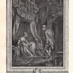 Rimorso dopo il crimine. Incisione francese da un quadro di Baldovino stampa erotica