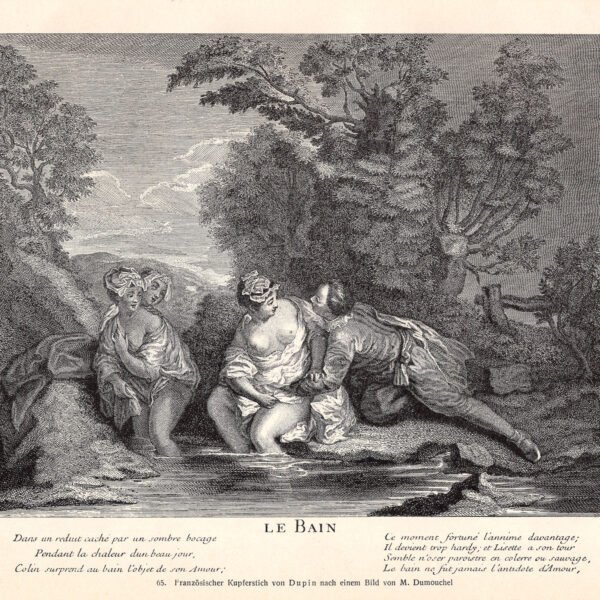 Il bagno Incisione francese di Dupin da un quadro di M. Dumouchel stampa erotica