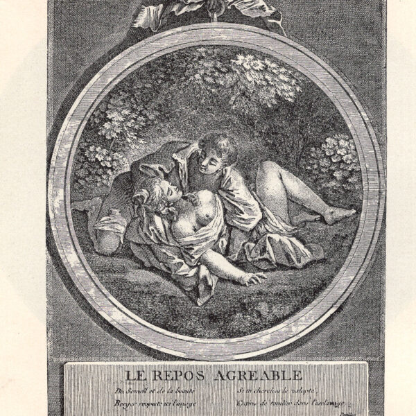 Riposo piacevole Incisione francese di Demouchy da un dipinto di B. Lang stampa erotica